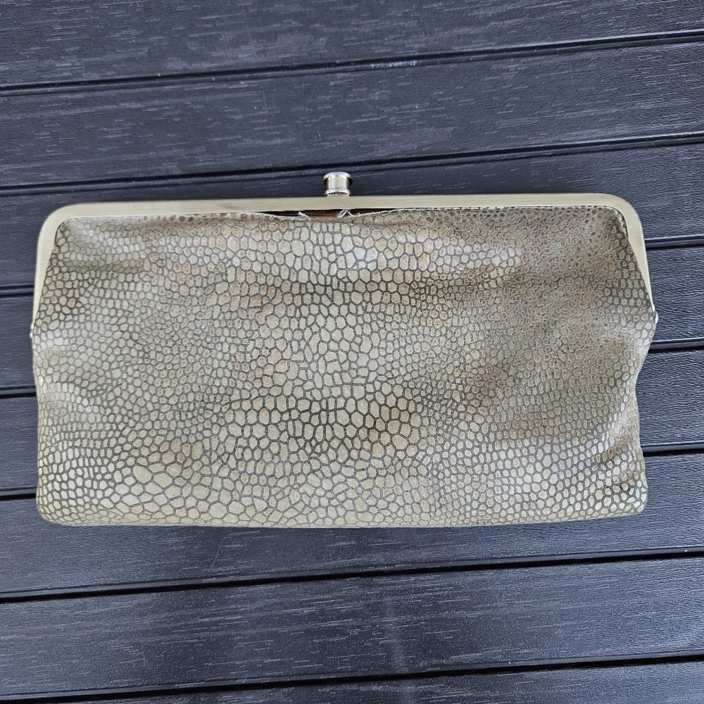 HOBO International Lauren Clutch Wallet Exotic Snakeskin Gold Organizer Bag - Picture 4 of 16